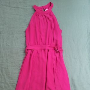 Hot pink LOFT sleeveless dress with belt